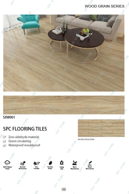 SXW001 High Quality SPC Flooring with Wear Layer  WaterProof Modern Interlock PVC Flooring  Self-lock Wood Grain Style